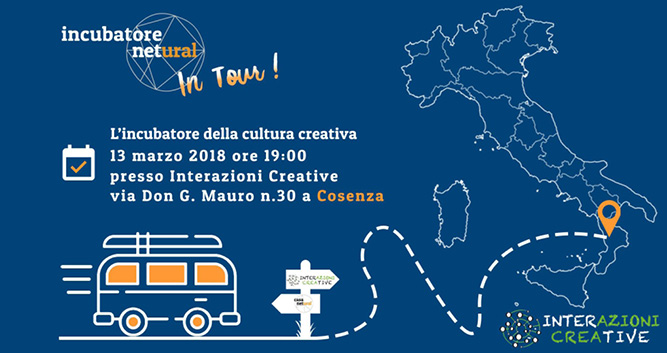 Locandina che rappresenta il tour di Casa Netural per presentare in giro per l'Italia Incubatore Netural.